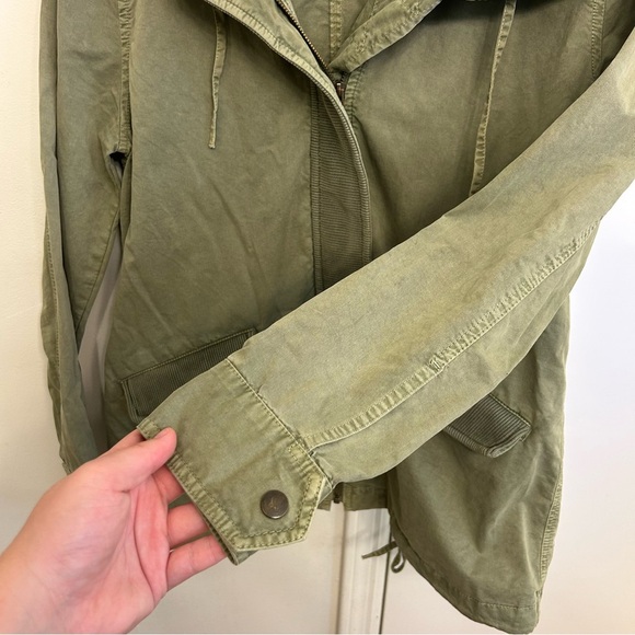 Melrose and Market Green Utility Jacket Women’s Medium Hooded Mid Length - Picture 3 of 9